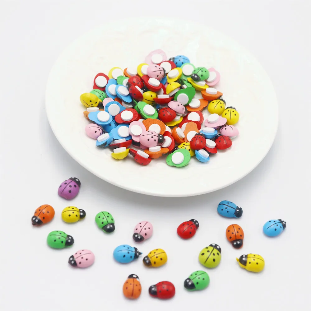 

Деревянные самоклеющиеся наклейки Божья коровка 20 шт