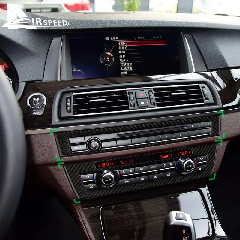 

AIRSPEED Carbon Fiber Car CD AC Center Control Panel Interior Sticker Console Frame for BMW 5 Series F10 520i 525i Accessories