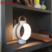 brother creative table lamp drum shape modern desk light for home children bedroom decoration