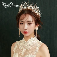 niushuya whitetiara luxury bridal headbands handmade crystal bead flower hairband wedding dressing crowns accessories jewelry