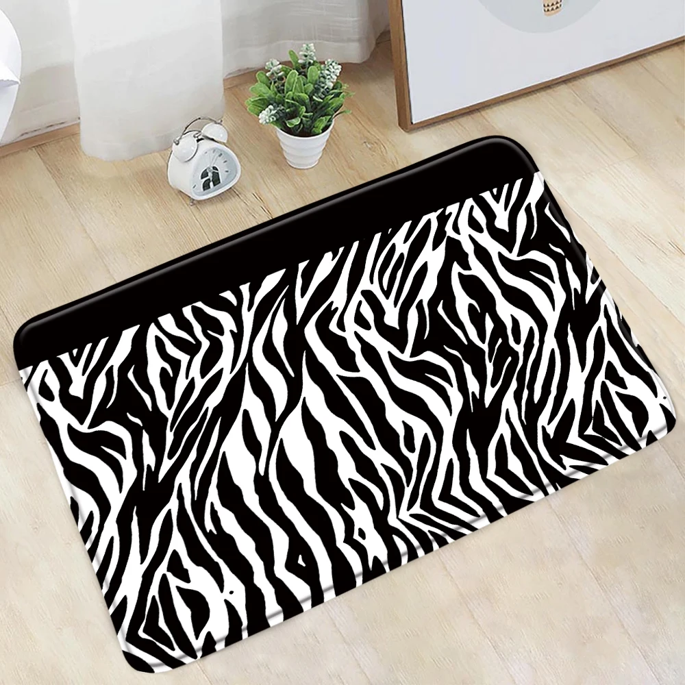 

Creative Abstract Geometric Leopard Print Bathroom Mat Animal Texture Modern Non-Slip Rug Flannel Decor Kitchen Doorway Carpet