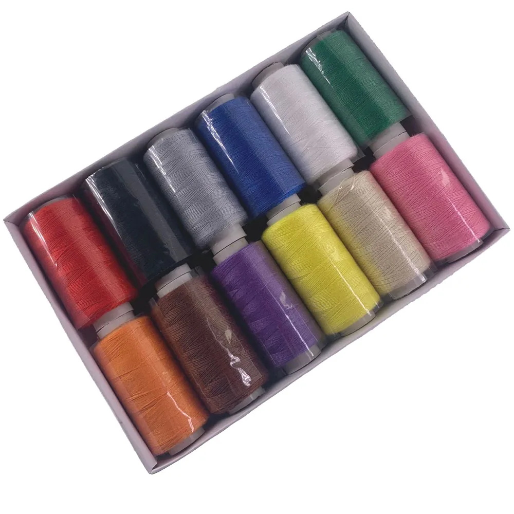 

12 Spools Multi Color Polyester Thread Small Roll of 402 Threads Suitable Machine Sewing Threads For Home Needlework