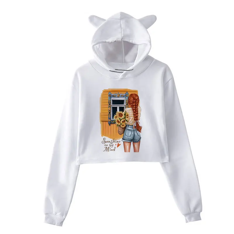 Милые длинные толстовки свитшот уличная одежда в стиле харадзюку кроп-топ