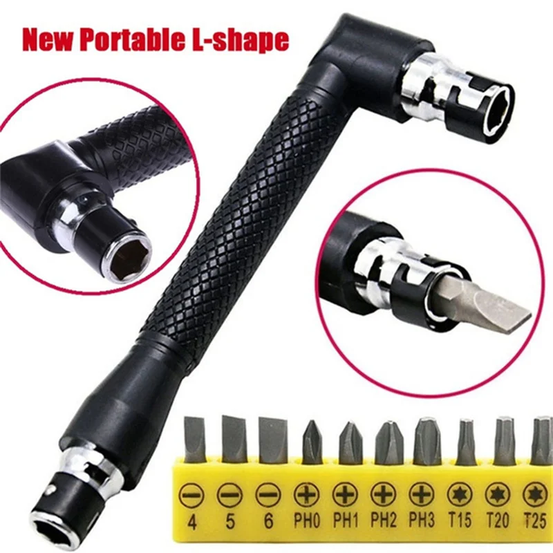 

Home L-shape Dual Head Mini Socket Wrench 1/4" 6.35mm Screwdriver Bits Key Utility Tool for Routine Hardware Tools