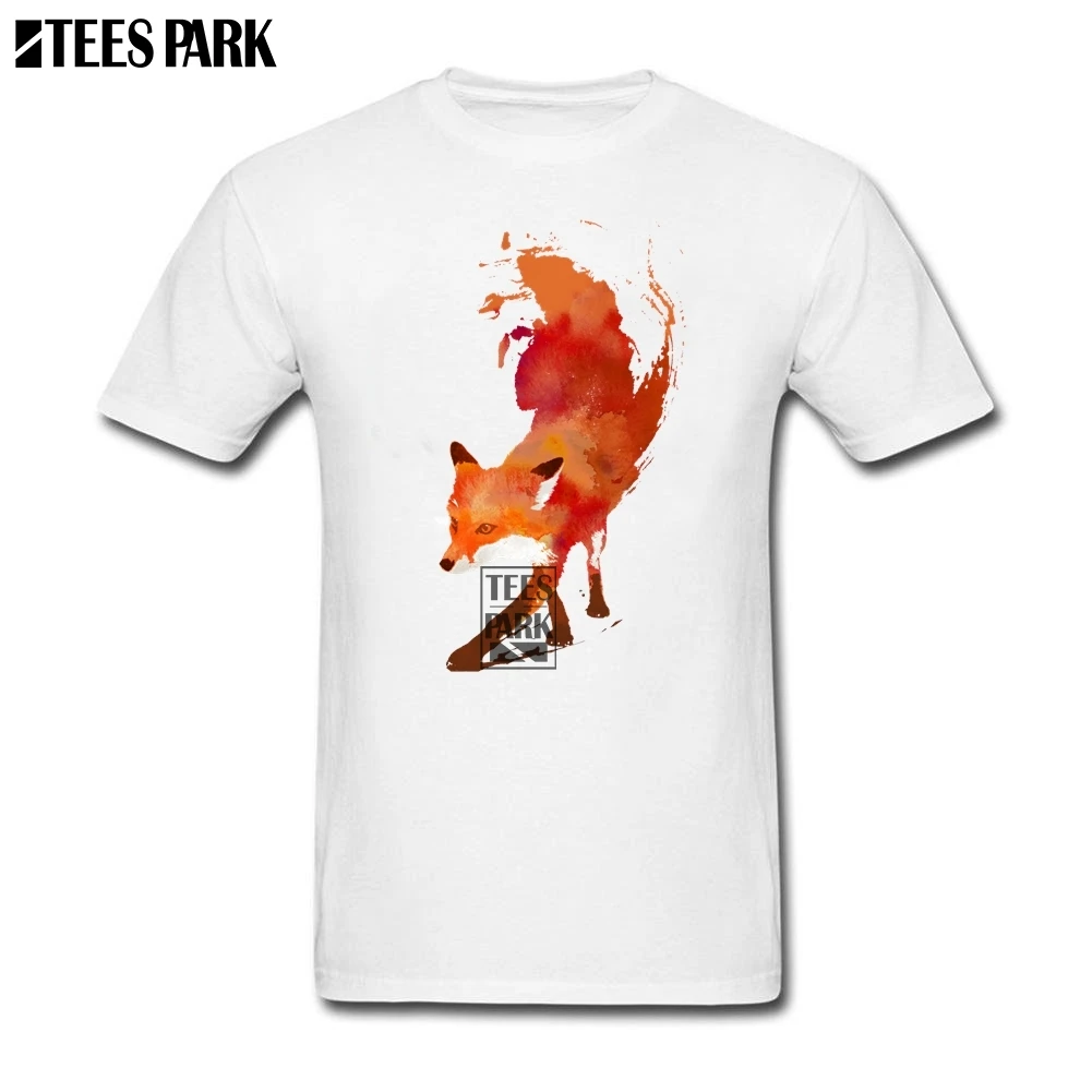 Синяя рубашка мужская Лисичка Акварельная брендовая Футболка круглый воротник с