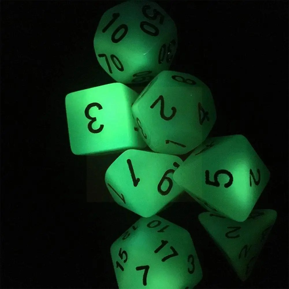 

7pcs Luminous Mini Dice Multi-faceted Game Mini Set Set B36F Party Party Dice Game Dice Game D&D Polygon Board RPG Y1Z3