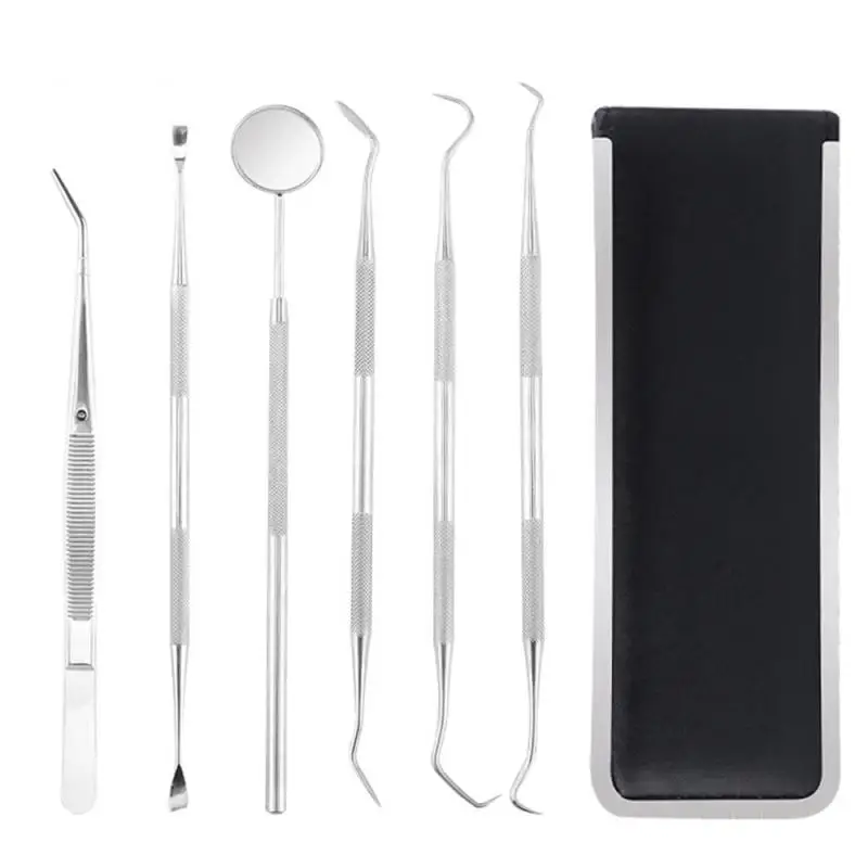 Stainless Steel Dental Tools Kit Teeth Tartar Scraper Mouth Mirror Dentists Pick Tool Scaler For Whitening | Красота и здоровье