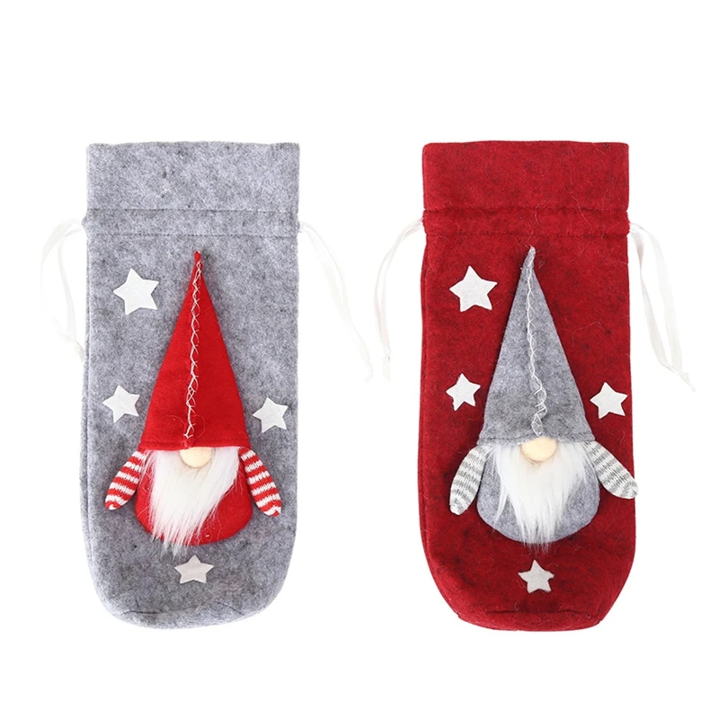 

2 Pcs Cute Christmas Wine Bottle Cover Santa Claus Wine Bottle Sweater For Holiday Party Christmas Table Home Decoration