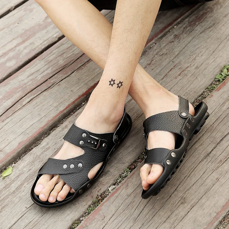 

Sandalias Hombre Verano Summer Beach Sandals Leather Flat Big Size Sandalias For Man Rubber Men Sandalle Homme Sandalet Erkek