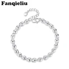 Браслет-цепочка женский из серебра 925 пробы с бусинами