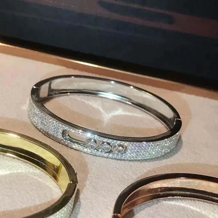 Real 100% 925 Sterling Silver Move bangle With Clear CZ For Women Brand France Jewelry moved 3 stone bracelete masculino | Украшения и