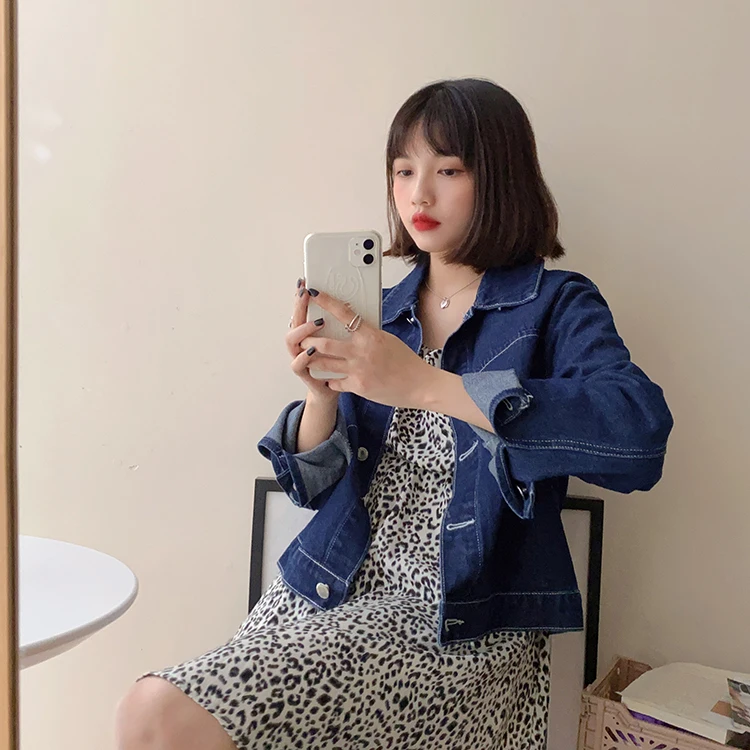 

New Spring Vintage Jacket Womens Crop Tops Classic Jean Short Jackets Female Preppy Style Kawaii Coats Mujer