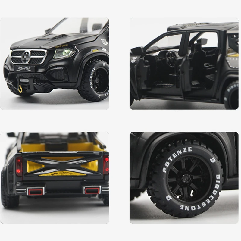 

1:28 Simulation Alloy Car Model BENZ CLASS EXY 6X6 Pickup Metal Toy Car Sound Light Pull Back Model Toys For Boys Gifts CT0133