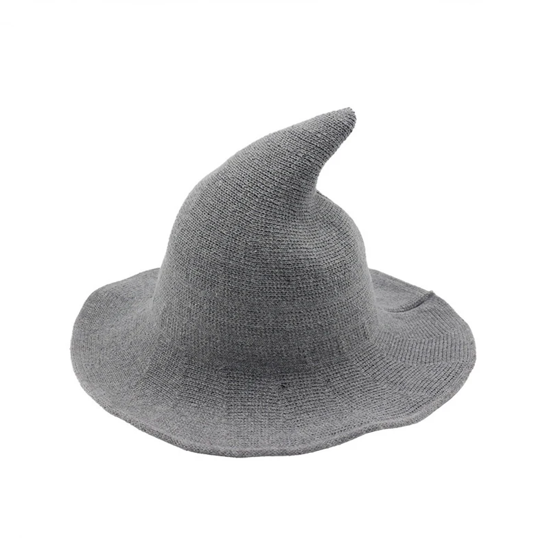 

Sheep Wool Cap Knitting Fisherman Hat Autumn Winter Female Fashion Witch Pointed Basin Bucket Hats Women Modern Witch Cap TG0064