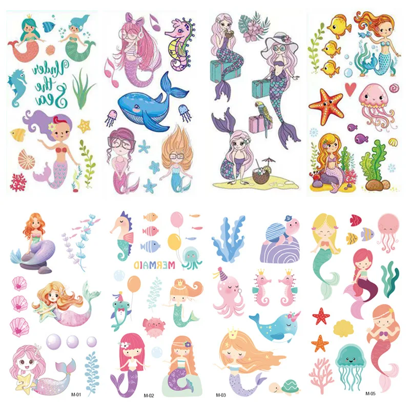 

10sheets Cartoon Tattoo Stickers Children Waterproof Unicorn Animal World Festival Art Fake Tattoo Face Arm Tattoo Stickers Set