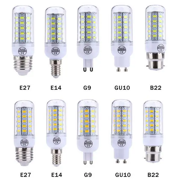 GU10 G9 LED Bulb High Brightness E27 E14 24 36 48 56 69 72 LEDS SMD 5730 Daylight Corn 220V Energy Saving led lamp | Освещение