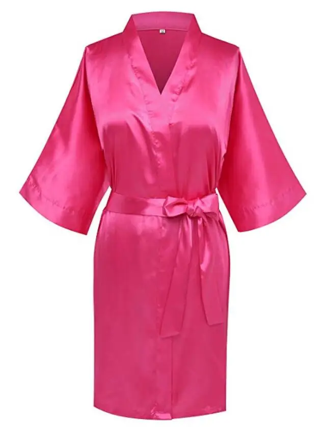 Простые атласные халаты ярко розовое серебряное кимоно цвета шампанского