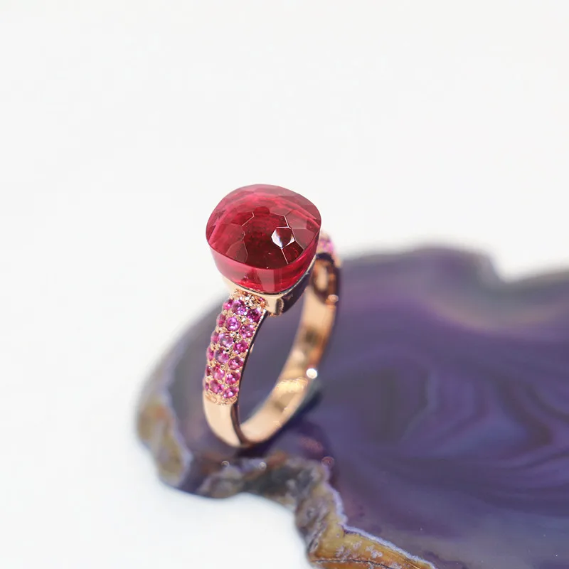 

2021 модное кольцо карамельного стиля, 4 цвета, выбирайте кольца с красным цирконием и золотым покрытием, для друзей, лучший подарок на праздни...