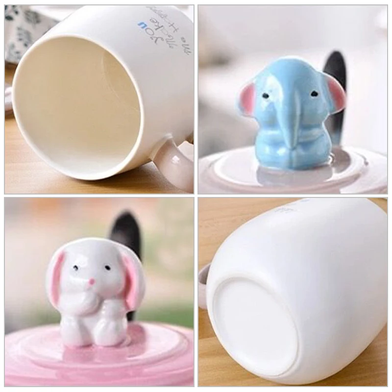 Кружки с крышкой чашка ложка из нержавеющей стали рисунком кролика симпатичная