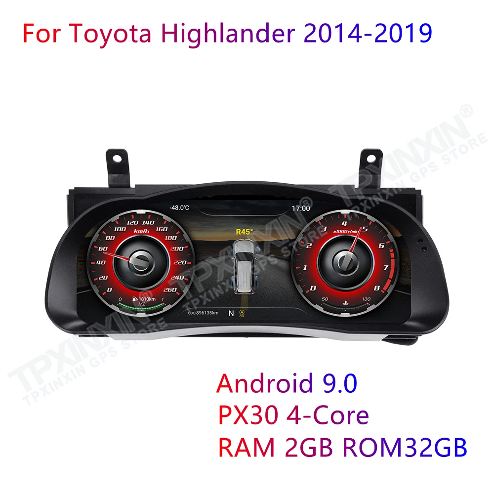 

12.3" For Toyota Highlander 2015 - 2019 Car LCD Instrument Panel Modified and Upgraded Multifunctional Dashboard Auto Player