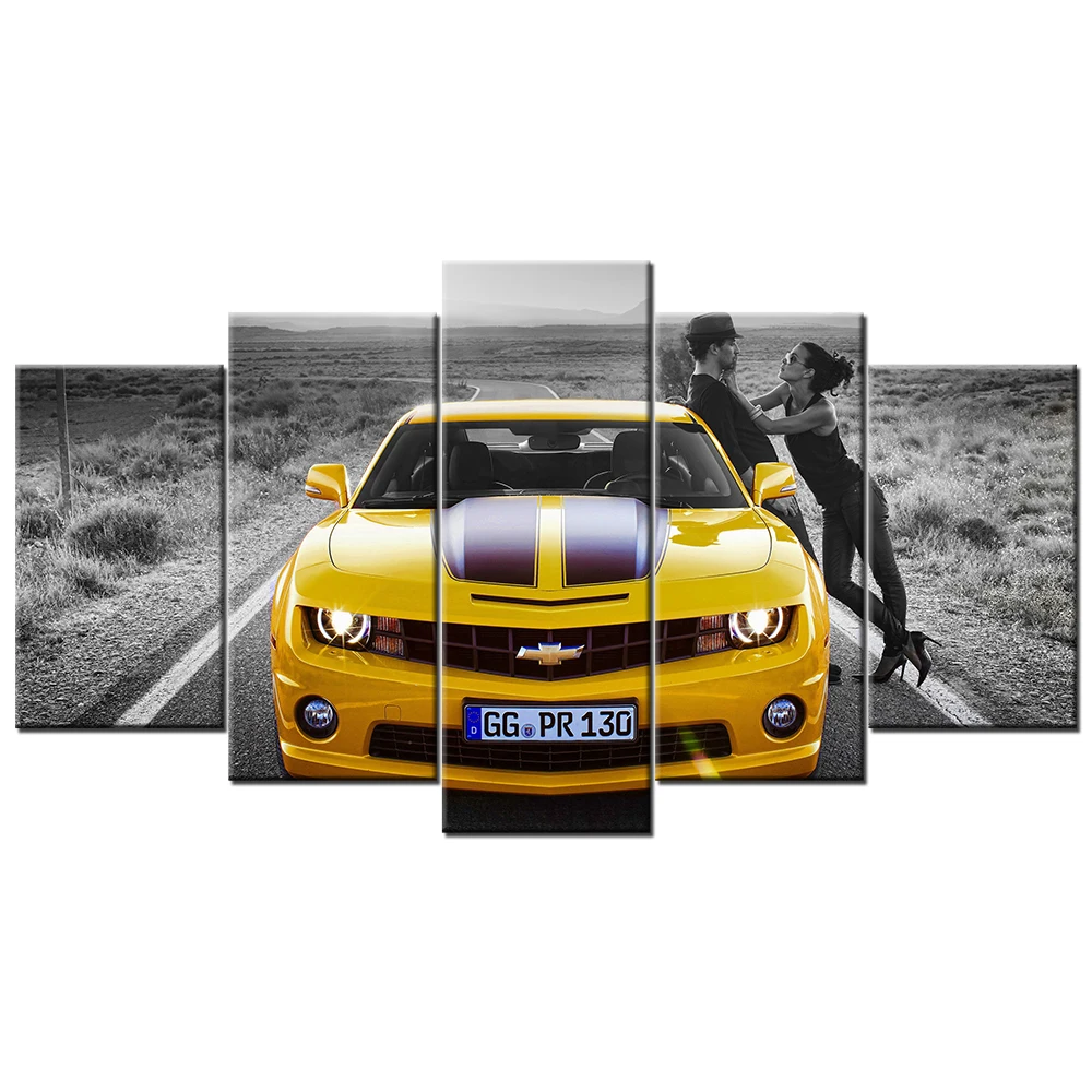 5 шт. холст стены всем любителям живописи и Chevrolet Camaro суперкар Картины HD с Плакаты