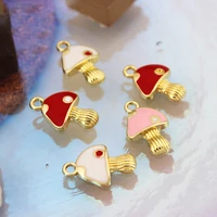 red mushroom charms gold tone with red enamel agaric mushroom pendant 1117mm bracelet charms mushroom findings i37dg20i