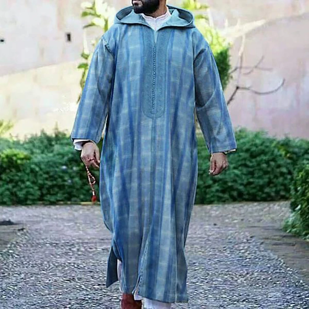 2021 Summer New Blue African Ethnic Style Men'S Long Shirt Spot Black Muslim Robe Hedging Jl016