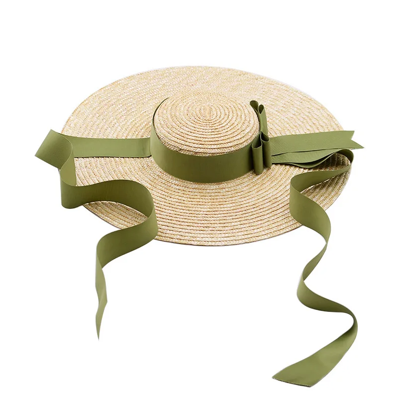 

Hat Ladies Summer Big Eaves Elegant Straw Hat Bowknot Ribbon Sun Hat Beach Sun Hat