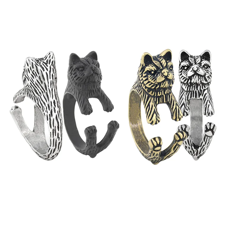 Кольцо с милым забавным котом для мужчин и женщин кольцо влюбленных в винтажном