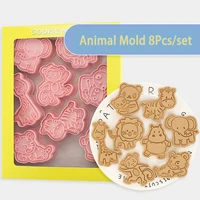 8pcsset cute cartoon animal cookie stamps moulds fondant cake mold biscuit cookie pressing cutters sugarcraft decorating tools