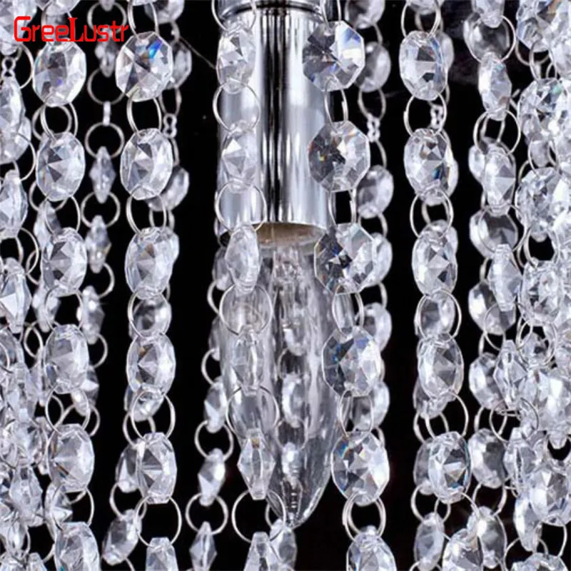 

Simple Crystal Led Pendant Lights E14 Silver Hanging Light For Kitchen Stair Plafonnier Led lustre Fixtures Lamparas 110V-220V