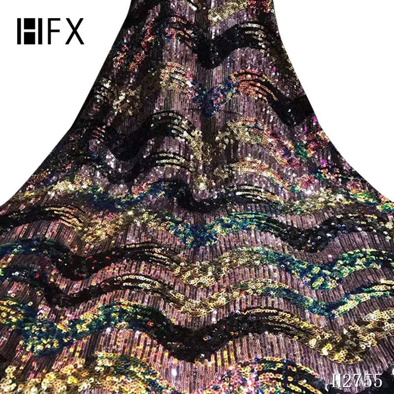 HFX оптовая цена Высококачественная 3d блестки нигерийская Свадебная лента ткани 5