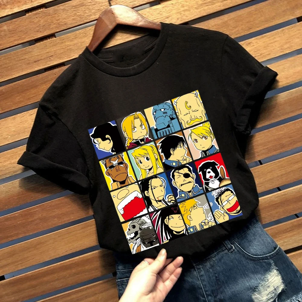 

Fullmetal Alchemist Black Funny T Shirt Unisex Streetwear Harajuku Casual T-Shirt Anime Homme Summer