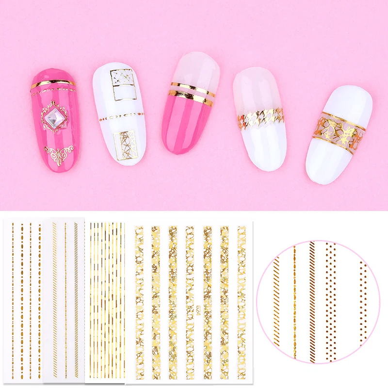 Стикер для ногтей s 3D самоклеящаяся полосатая форма смешанные узоры переводные
