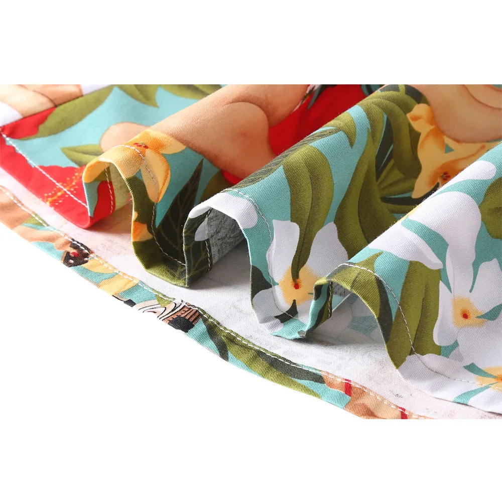 

Pure Cotton Dress 2021 New Plus Size Women's Lapel Short Sleeve Collocation Belt Button Fashion Exquisite Printing Fresh Dress