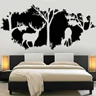 Виниловые наклейки на стену, украшение для гостиной с изображением оленя, деревьев, домашнего интерьера комнаты, Северной Америки, 3215