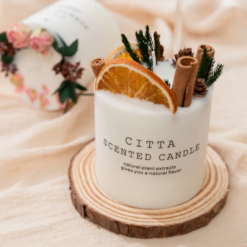 

"Aromatherapy Candle Soy Wax Aromatherapy Candle Romantic Pillar Candle Christmas Decoration New Home Furnishing-single Orange"