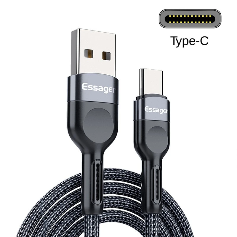 

1m/2m Braided Type C Cable For Samsung Xiaomi 3A Fast Charging Cord Mobile Phone Charger Data Sync Wire Smartphone Accessories