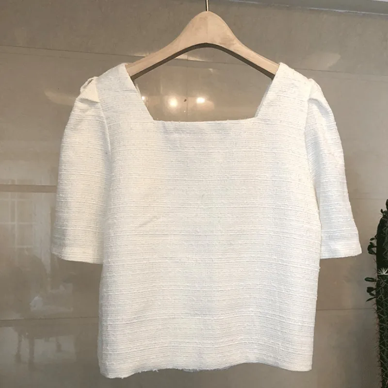 

Brand Fashion Women Summer Square Collar Tweed Jacket Two Piece Set Slim Fit High Waist Wrap Skirt Office Ladies Outfits Suit