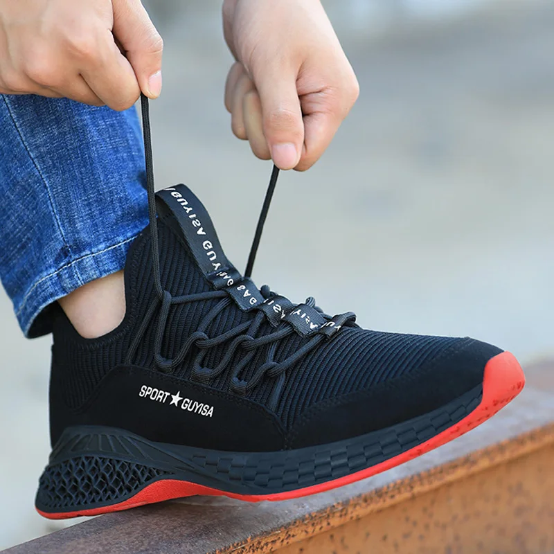 

Manlegu New Men's Work Safety Boot Steel Toe Safety Shoes Breathable Puncture-Proof Men Work Shoes Indestructible Work Sneakers
