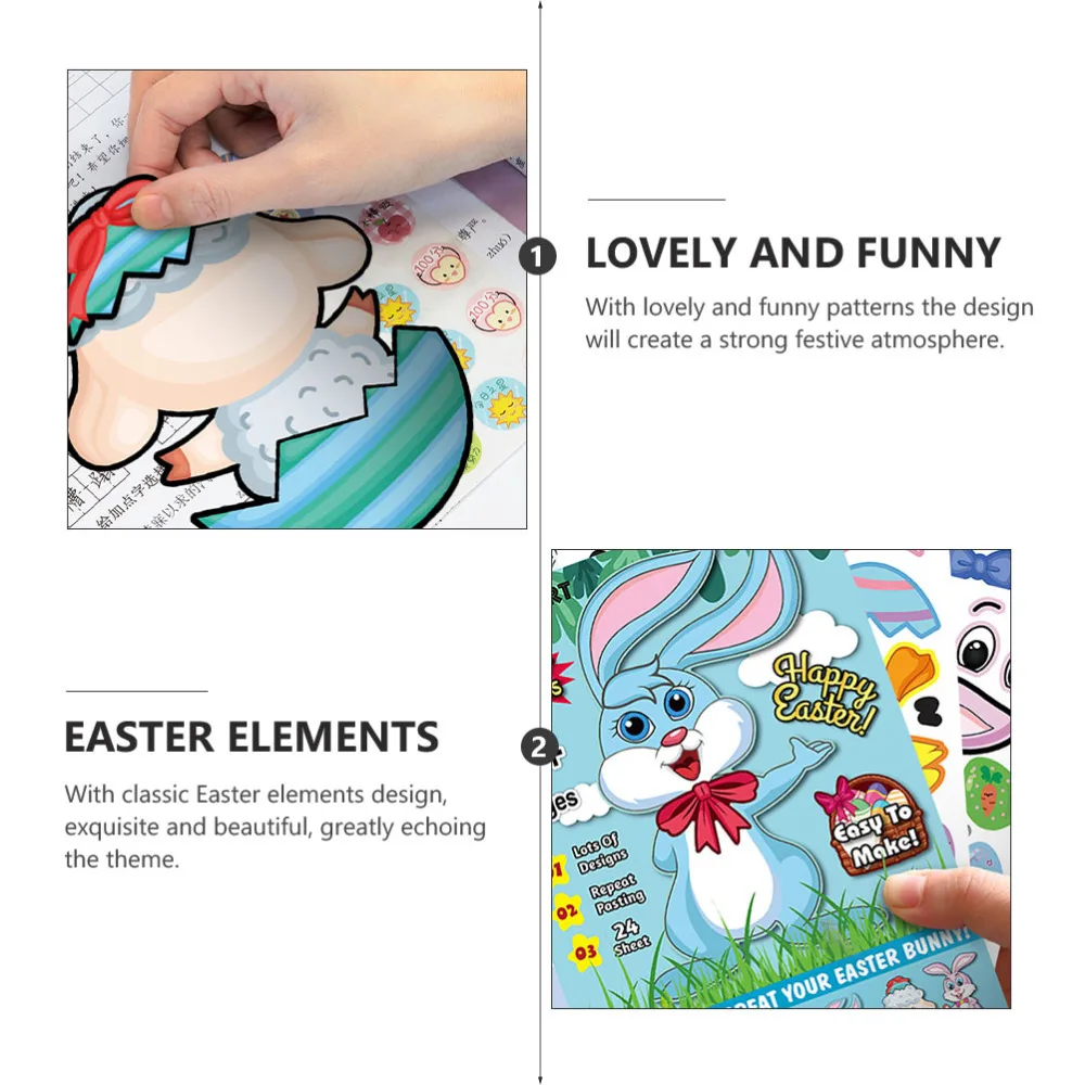 

1 Set Easter DIY Sticker Self Adhesive Rabbit Decorative Stickers Party Supply