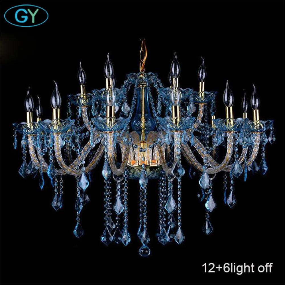 Современная люстра Lustre Хрустальные люстры светло голубые стеклянные De Cristal