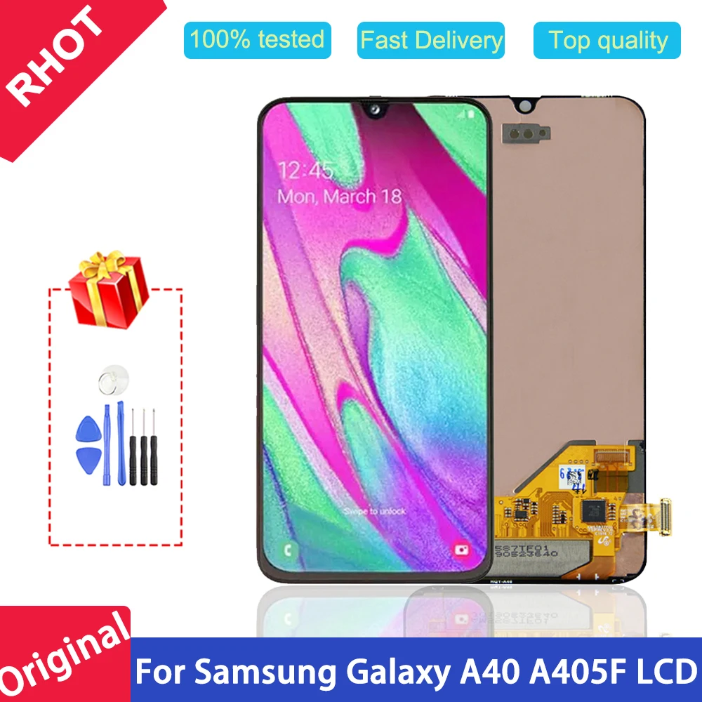 100% протестированный Оригинальный ЖК монитор AMOLED 5 9 дюйма для Samsung Galaxy A40 2019 A405F с