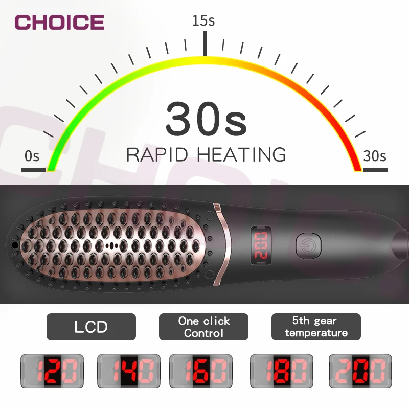 Щетка для выпрямления волос компактный выпрямитель бороды мужчин расческа с ЖК