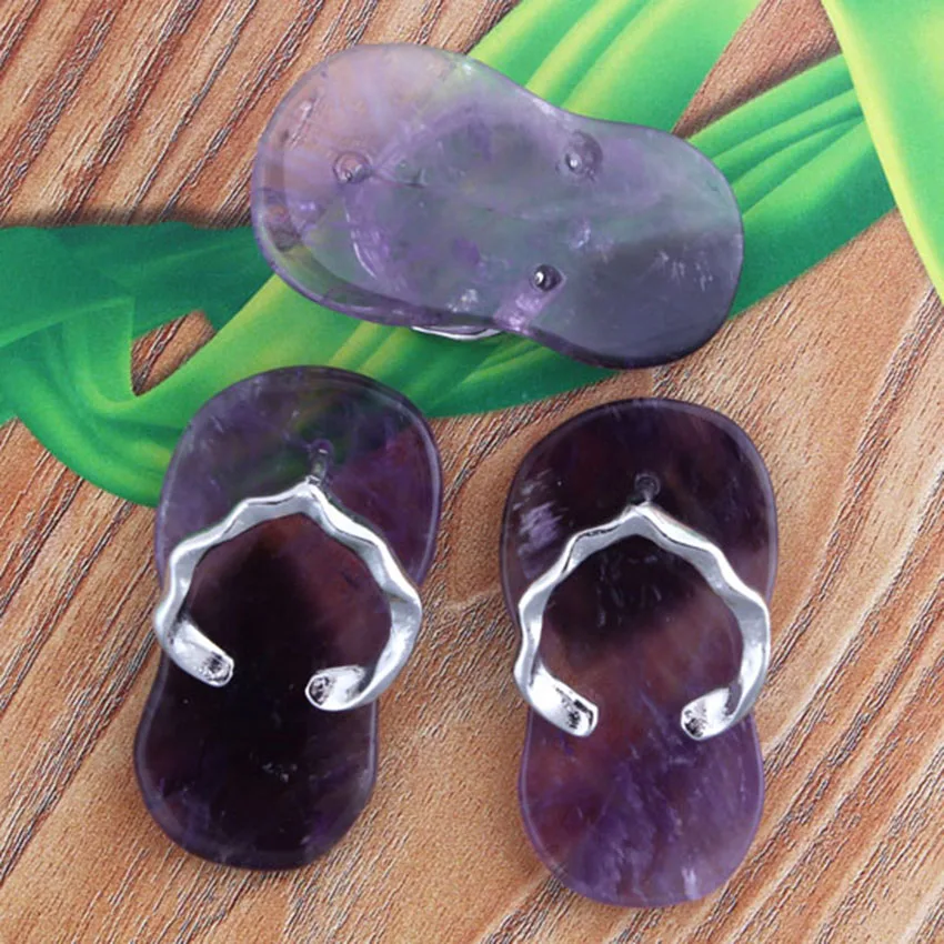 XSM подвески в форме тапочек аметисты камни кристалл Quartzs рейки из природного