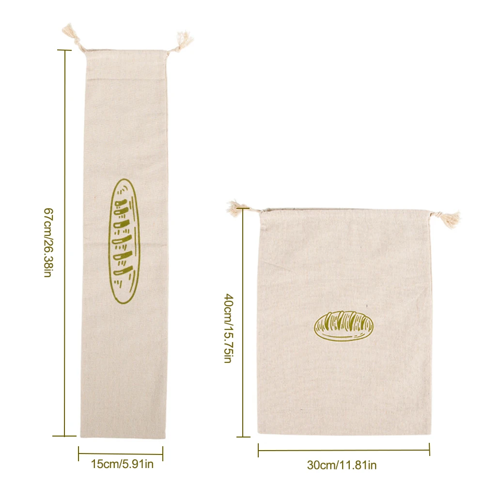 

Reusable linen bread bag homemade bread storage bag French baguette drawstring organic cotton bag home storage supplies