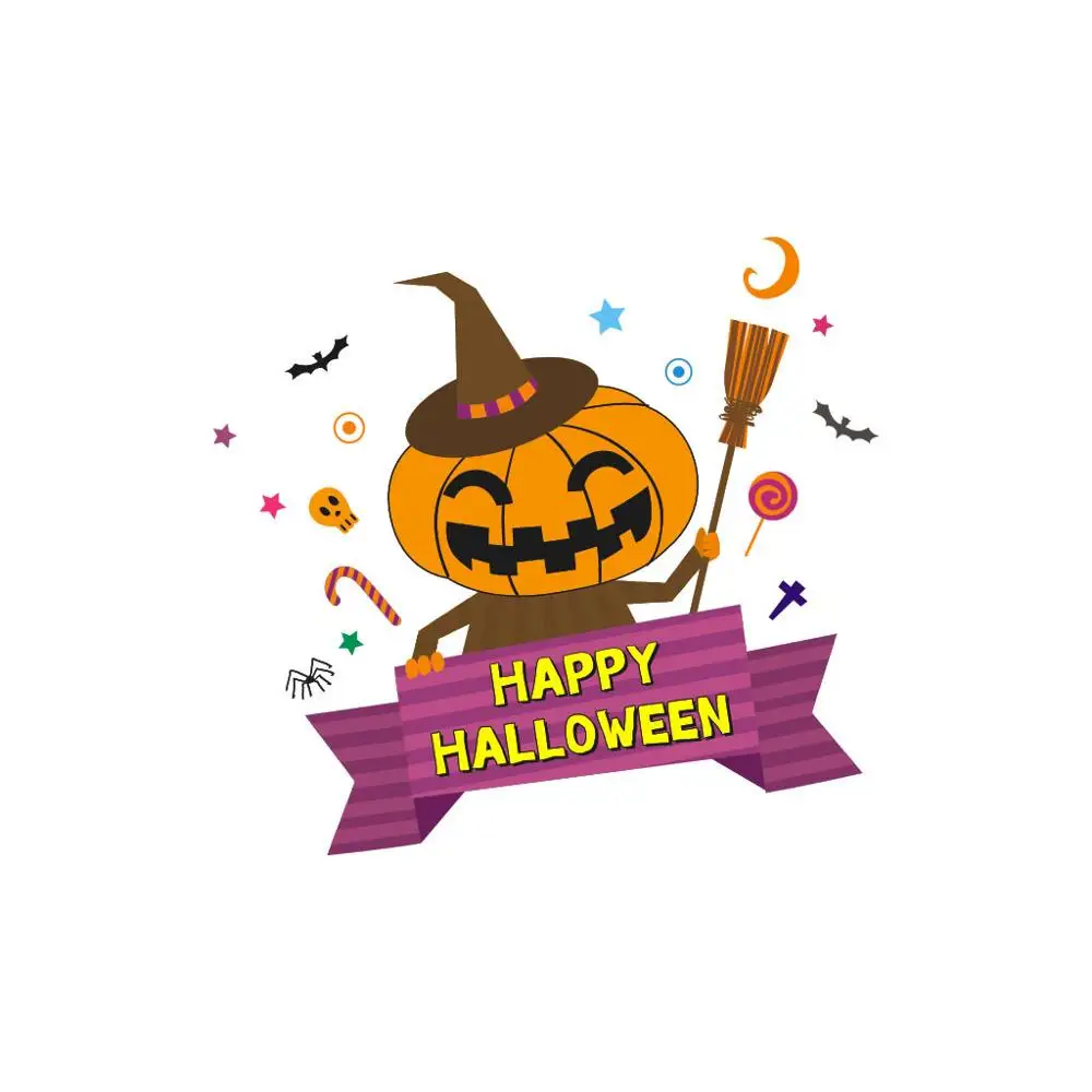 Хэллоуин Тыква смешная счастливая Наклейка ПВХ на стену гостиная 30x30 см одежда