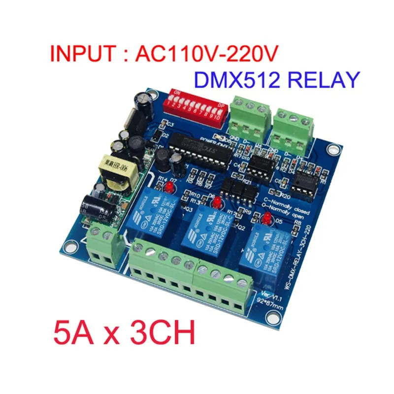 

1pcs DMX-RELAY-3 channel 3CH*5A DMX512 relay input AC110v-220V use for led lamp led strip