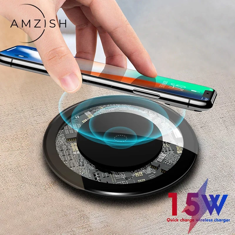 30w 15w transparent fast wireless charger for iphone 12 13 xs xr 8 qi fast charging pad for samsung xiaomi huawei fast charger free global shipping