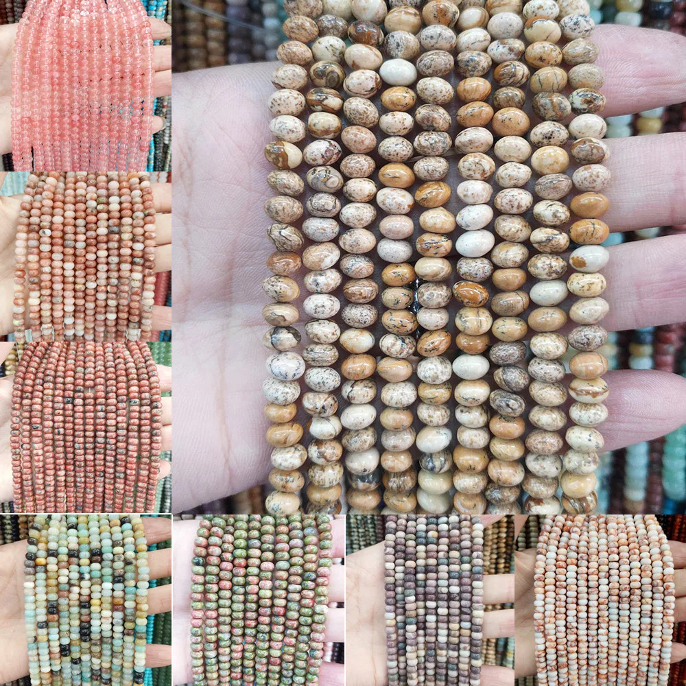 

4x8mm Natural Semi-precious Stone Loose Beads Strand Round Abacus Shape 37 Colors for Choice DIY for Making Necklace Bracelets